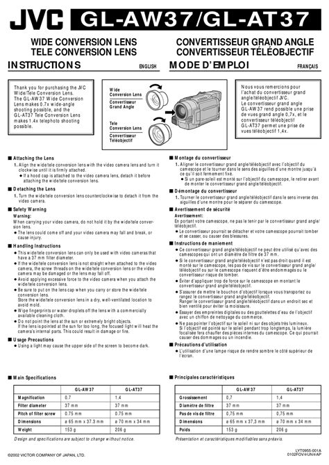 JVC 0102FOV*UN*AP Manual pdf manual